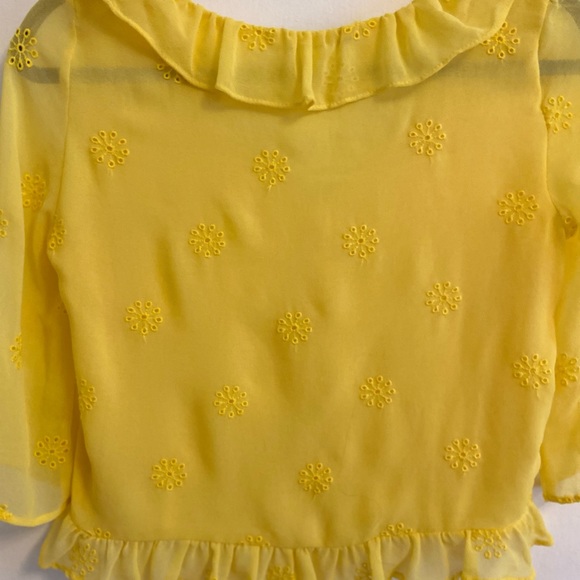 Yellow Summer Blouse with Floral Embroidery- Size S - Zara - Picture 3 of 4